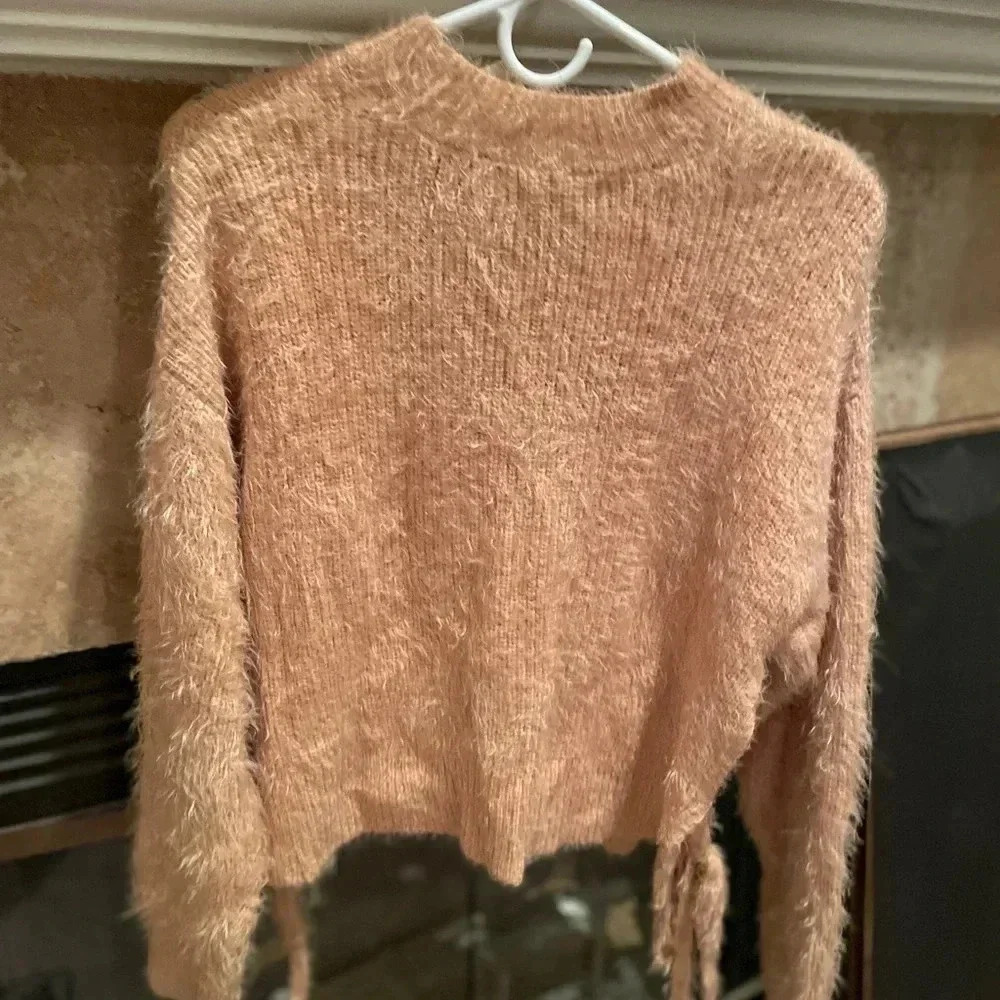 Forever 21 Peach Cozy Crew Sweater Side Ties Med Balletcore/Boho/Feminine - Picture 2 of 16